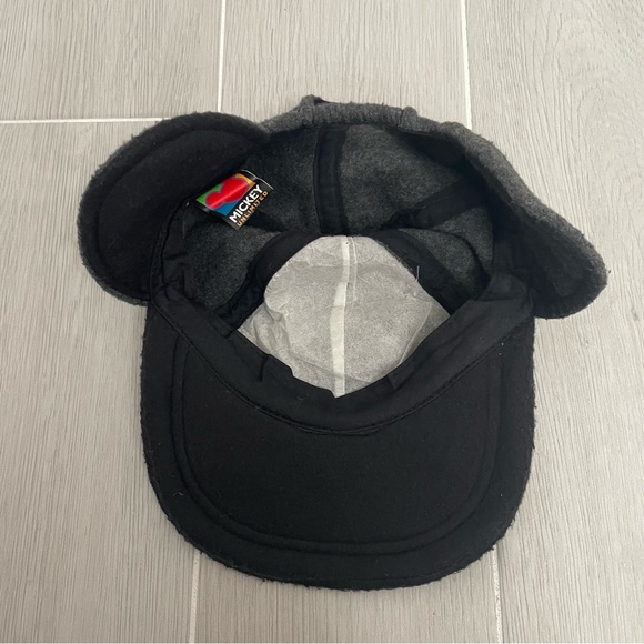 Disney Mickey Mouse Grey Black Ear Flap Fuzzy Hat - Picture 7 of 9